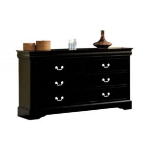 60″ Black Manufactured Wood Six Drawer Double Dresser