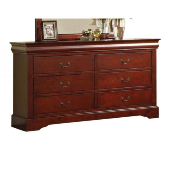 60" Cherry Manufactured Wood Six Drawer Double Dresser - Image 2