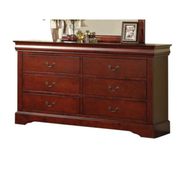 60" Cherry Manufactured Wood Six Drawer Double Dresser - Image 3