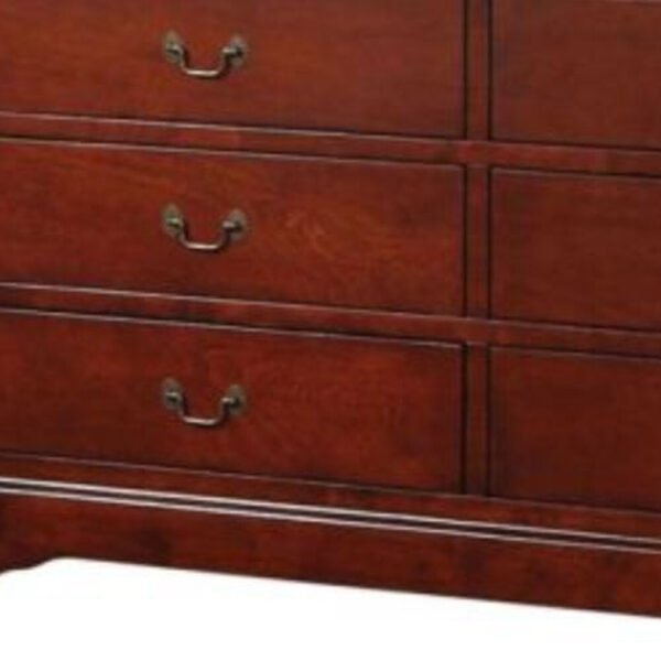 60" Cherry Manufactured Wood Six Drawer Double Dresser - Image 5