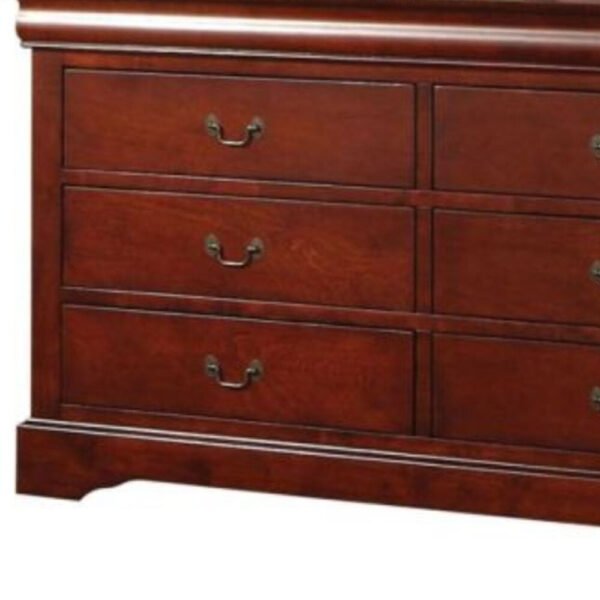 60" Cherry Manufactured Wood Six Drawer Double Dresser - Image 6