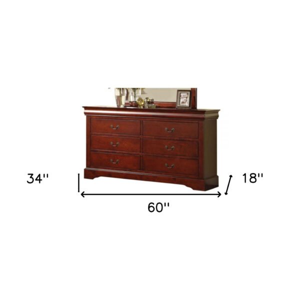 60" Cherry Manufactured Wood Six Drawer Double Dresser - Image 7