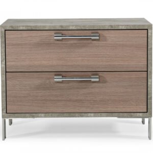 20″ Brown Oak and Gray Two Drawer Nightstand