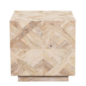 20″ Tan Solid Wood Square End Table