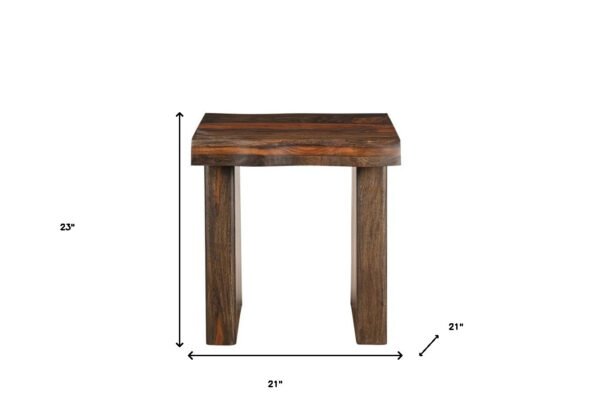 23" Dark Brown Solid Wood End Table - Image 7