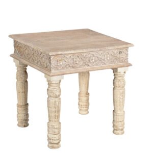 24″ White Solid Wood End Table