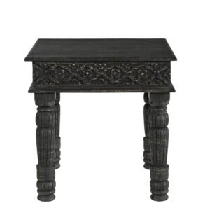 24″ Black Solid Wood End Table