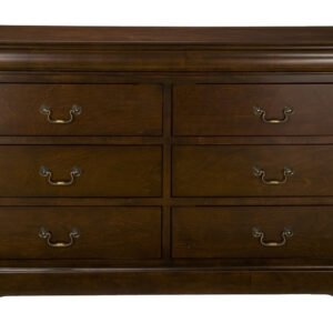 60″ Brown Solid Wood Six Drawer Double Dresser