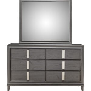 62″ Dark Gray Solid Wood Six Drawer Double Dresser