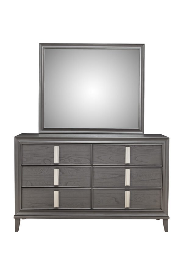 62" Dark Gray Solid Wood Six Drawer Double Dresser - Image 2