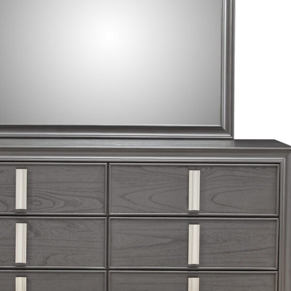 62" Dark Gray Solid Wood Six Drawer Double Dresser - Image 5