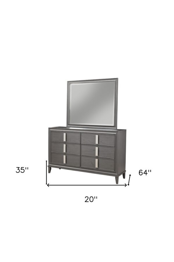 62" Dark Gray Solid Wood Six Drawer Double Dresser - Image 7