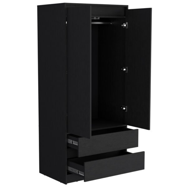 32" Black Two Drawer Combo Dresser - Image 4