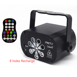 Color: Black, style: 8 holes Recharge – New LED Stage Light Laser Projector Disco Lamp With Voice Control Sound Party Lights For Home DJ Laser Show Party Lamp