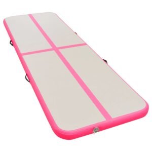 vidaXL Inflatable Gymnastics Mat with Pump 275.6″x39.4″x3.9″ PVC Pink