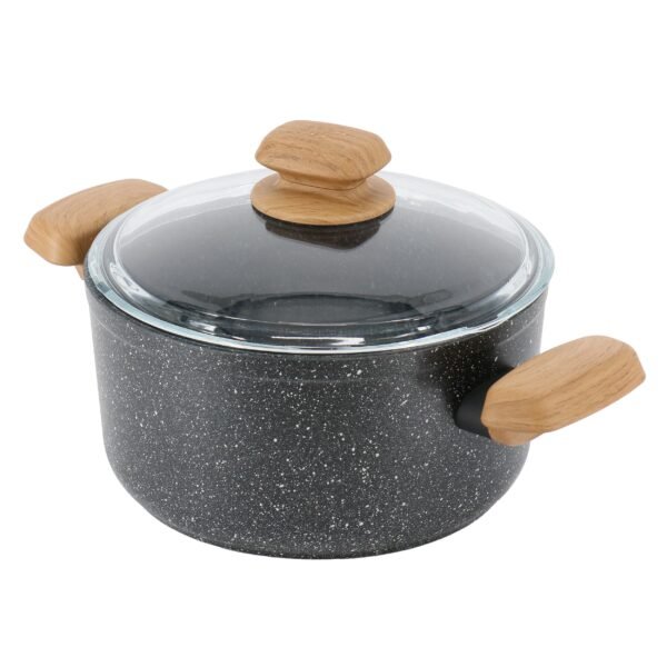 Korkmaz Montana 2 Piece 8 Liter Aluminum Nonstick Casserole Dish with Lid and Faux Wood Handles