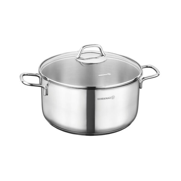 Korkmaz Perla 2 Piece 6.8 Liter Stainless Steel Casserole with Lid in Silver