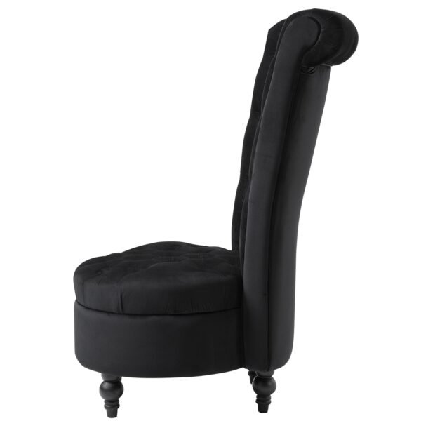 Black Tufted High Back Plush Velvet Upholstered Accent Low Profile Chair - Image 2