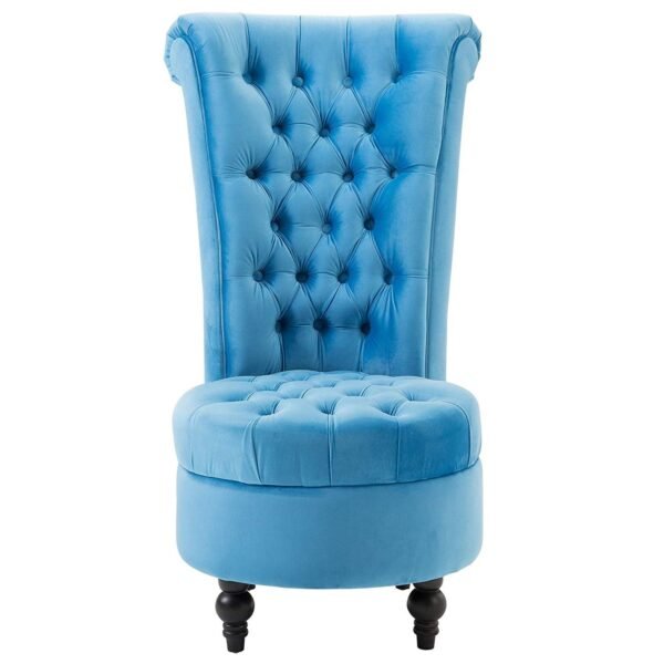 Blue Tufted High Back Plush Velvet Upholstered Accent Low Profile Chair - Image 2