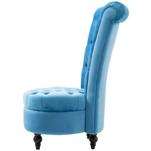 Blue Tufted High Back Plush Velvet Upholstered Accent Low Profile Chair - Image 3