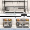 2 Tier Black Steel Adjustable Over the Sink Dish Drying Rack - Image 2