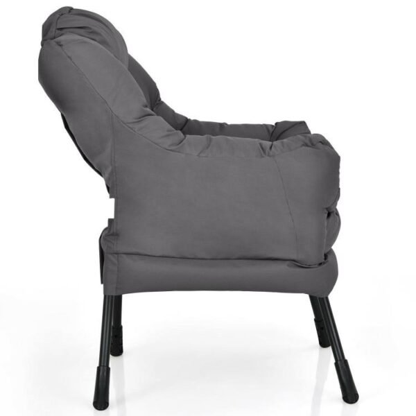 Upholstered Modern Cushioned Accent Chair with Side Pocket in Grey - Image 2