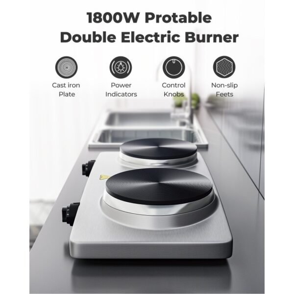 Dual Heating Infrared Portable Electric Countertop Burner - Image 2