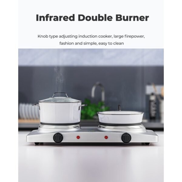 Dual Heating Infrared Portable Electric Countertop Burner - Image 3