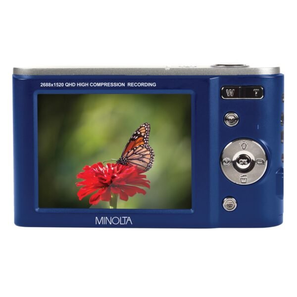 Minolta MND20-BL MND20 16x Digital Zoom 44 MP/2.7K Ultra HD Digital Camera (Blue) - Image 3