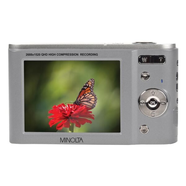 Minolta MND20-S MND20 16x Digital Zoom 44 MP/2.7K Quad HD Digital Camera (Silver) - Image 3