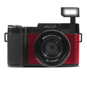 Minolta MND30-R MND30 4x Digital Zoom 30 MP/2.7K Quad HD Digital Camera (Red)