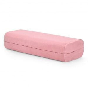 Yoga Bolster Pillow with Washable Cover and Carry Handle-Pink – Color: Pink