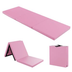 6 x 2 FT Tri-Fold Gym Mat with Handles and Removable Zippered Cover-Pink – Color: Pink