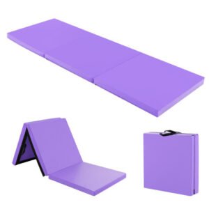 6 x 2 FT Tri-Fold Gym Mat with Handles and Removable Zippered Cover-Purple – Color: Purple