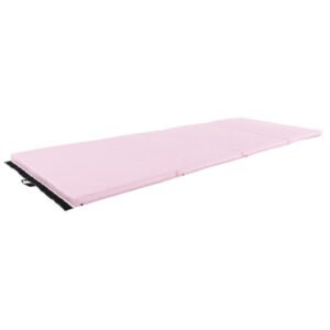 4-Panel PU Leather Folding Exercise Mat with Carrying Handles-Pink – Color: Pink