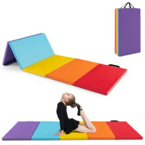 5-Panel Folding Gymnastics Mat for Kids – Color: Multicolor