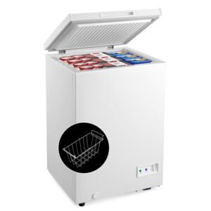 3.5/5 Cu.ft Compact Chest Freezer with Removable Storage Basket-3.5 Cubic – Color: White – Size: 3.5 Cubic Feet