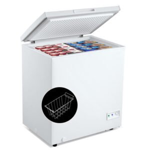 3.5/5 Cu.ft Compact Chest Freezer with Removable Storage Basket-5 Cubic Feet – Color: White – Size: 5 Cubic Feet