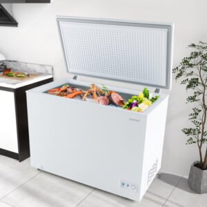 Compact Deep Freezer with 7-Level Adjustable Temperature and Removable Basket-White – Color: White