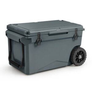 75 Quart Portable Cooler Rotomolded Ice Chest with Handles and Wheels-Gray – Color: Gray