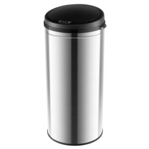 8 Gal Automatic Trash Can with Stainless Steel Frame Touchless Waste Bin-Silver – Color: Silver