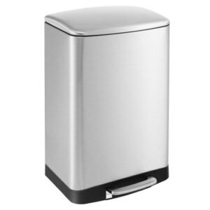 13.2 Gal Stainless Steel Trash Can with Lock Device-Sliver – Color: Silver