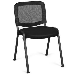 Set of 5 Stackable Conference Chairs with Mesh Back – Color: Black