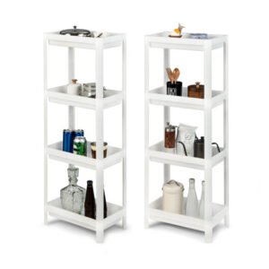 2 Packs 4-Tier Detachable Slim Storage Cart with Drainage Holes for Small Space-White – Color: White