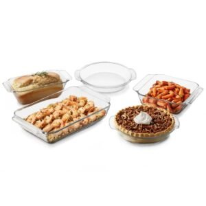 Glass 5-Piece Bakeware Oven Safe Casserole Baking Dish Set – Dishwasher Safe