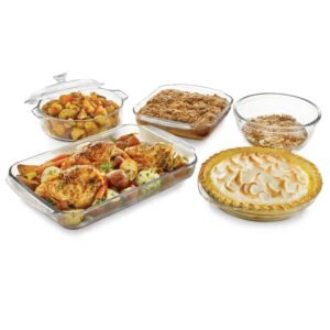 6-Piece Glass Bakeware Casserole Baking Dish Set – Microwave and Oven Safe