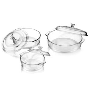 6-Piece Glass Bakeware Casserole Baking Dish Set – Dishwasher and Oven Safe
