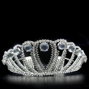 LO2108 – Imitation Rhodium Brass Tiaras & Hair Clip with Top Grade Crystal  in Clear