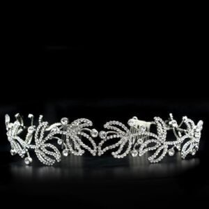 LO2115 – Imitation Rhodium Brass Tiaras & Hair Clip with Top Grade Crystal  in Clear