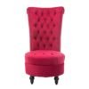 Red Tufted High Back Plush Velvet Upholstered Accent Low Profile Chair - Image 3